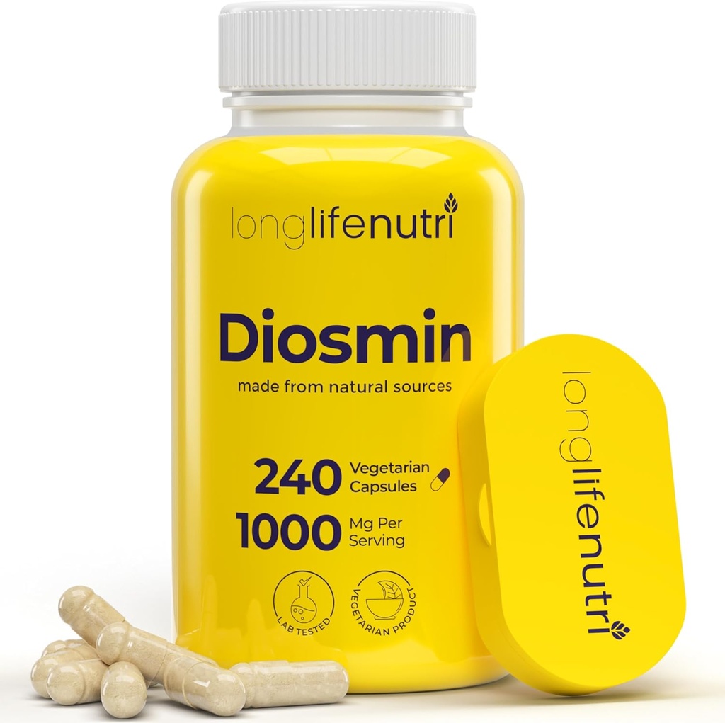 Diosmin 1000mg Advanced Formula - 240 Capsules for Circulatory Health Support, 4-Month Supply, Non-GMO, Made in USA - Daily Wellness Supplement