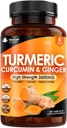 Turmeric Tablets - High Strength Extract with Black Pepper & Ginger (365 Tablets) Active 95% Turmeric Curcumin Supplements, Vegan, GMP, GMO Free Gluten Free, UK Made by New Leaf