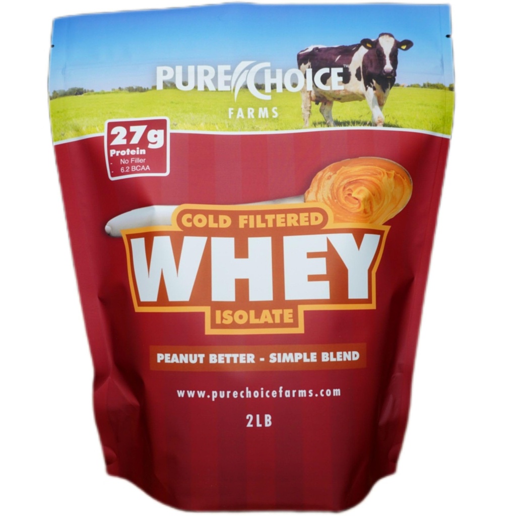 Pure Choice Beurre d'arachide Poudre de protéines isolées, 28g Protéines et faibles en gras, Meilleurs produits à froid filtrés et non dénaturés, Pas de remplisseurs ou édulcorants artificiels (Beurre d'arachide, 12 oz)