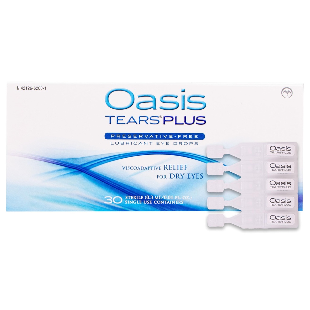 Oasis TEARS PLUS Lubrifiant sans réserve gouttes oculaires, 30 contenants, 0,3 ML/0,01 FL OZ
