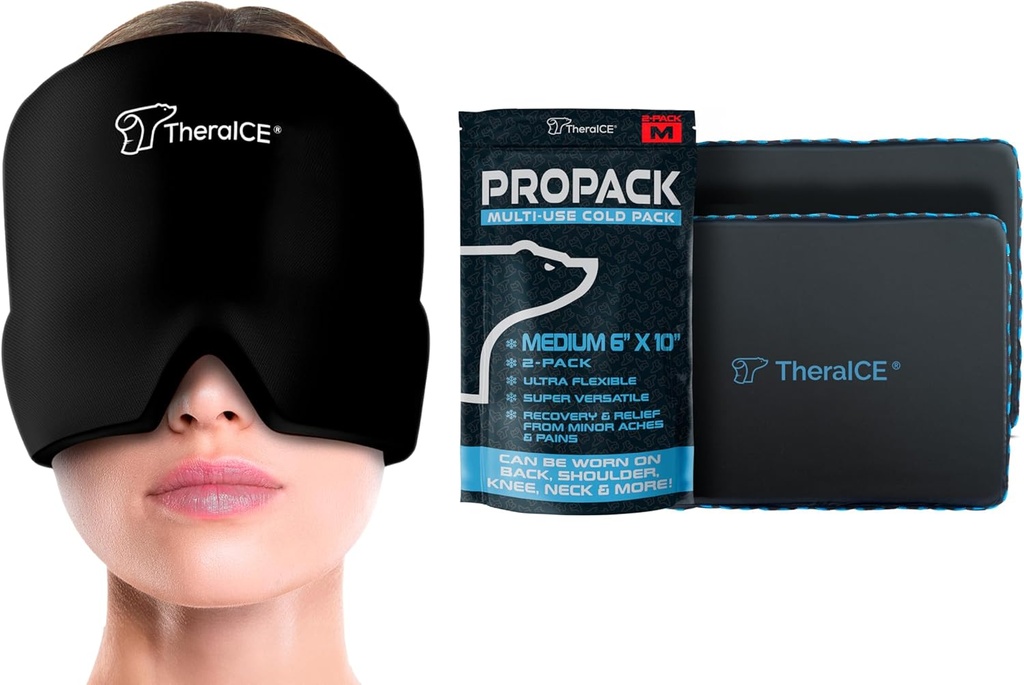 Chapeau de protection contre les maux de tête et la migraine et pack de glace TheraICE PRO