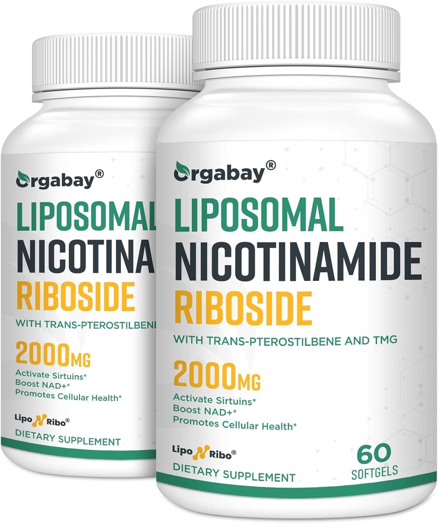 Orgabay Liposomal Nicotinamide Riboside 2000 MG avec TMG et Pterostilbene, Boosting NAD+, Soutenir le vieillissement en santé, 120 Compte