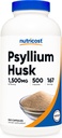 Nutricost Psyllium Husk 1500mg par portion, 500 capsules - Sans OGM et sans gluten