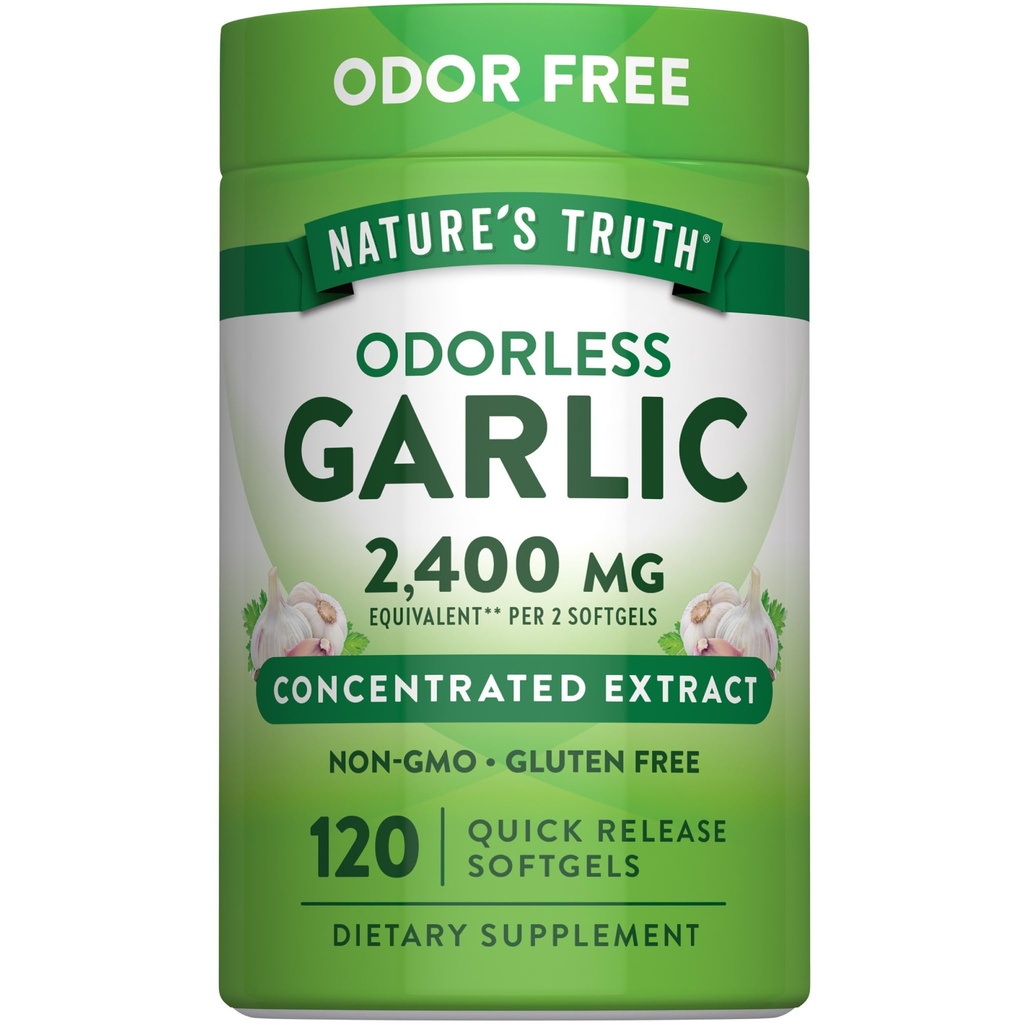 Nature's Truth Odorless Ail 2400 mg , 120 Softgels , Extrait pilules , Supplément sans gluten