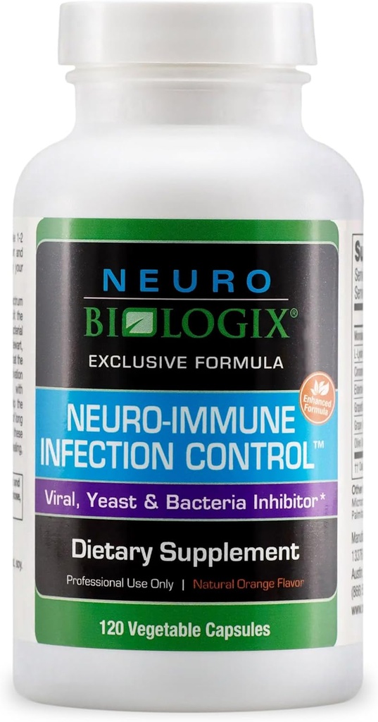 Neuro Immune Infection Control – Supplément avancé de soutien Gut & Immune – Aide à maintenir l'équilibre des levures et la fonction digestive - Contient Monolaurin, L lysine, Elderberry, Cannelle et Olive Leaf