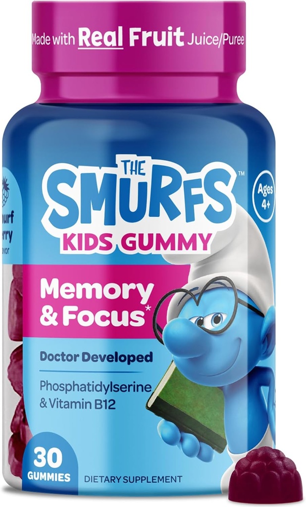 Schtroumpfs Focus Gummies pour les enfants (en anglais seulement) Focus et supplément attention avec Phosphatidylsérine (en anglais seulement) Fait avec de vrais fruits (en anglais seulement) Doctor Developed (en anglais seulement) Non-OGM et pas d'arômes ou de couleurs artificiels (en anglais seulement) 30 Gummies