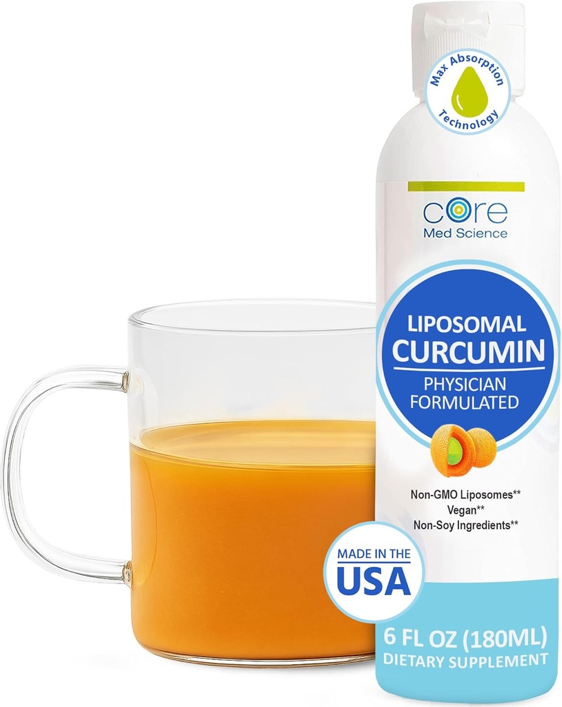 Core Med Science Liposomal Curcumin Liquid Turmeric Supplement, 6 Fl Oz - Soutien de santé à haute absorption pour les adultes - gouttes de liquide curcuma Qui favorise la connaissance