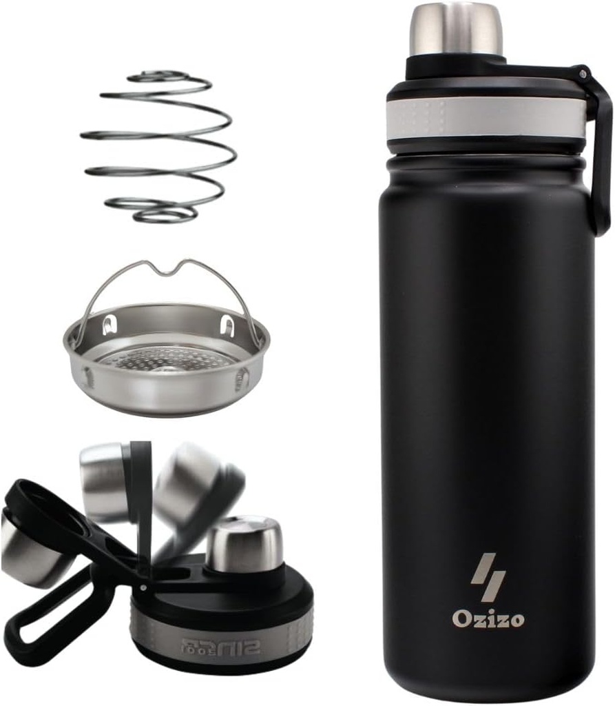 Ozizo 22 oz en acier inoxydable Protein Shaker bouteille avec filtre et boule de mélange