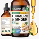 Supplément curcuma et gingembre BIO KRAUTER® - Teinture curcuma et gingembre liquide Végétalienne pure avec Pepper 4 Fl.Oz 56 jours d'approvisionnement - gouttes de curcumine pour le soutien de joint, antioxydant et immunitaire