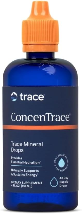 Trace Minerals ConcenTrace Mineral Drops - Supplément liquide pour le soutien des os et des articulations - Aides Hydratation et restauration des électrolytes - Original non aromatisé, 4 fl oz (48 portions)