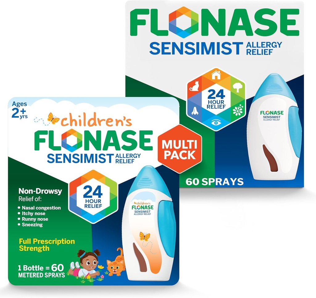 Spray nasal antiallergique flonase pour adultes et enfants - 120 sprays Total (2 bouteilles de 60 sprays chacune)