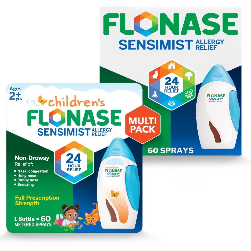 Spray nasal antiallergique flonase pour adultes et enfants - 120 sprays Total (2 bouteilles de 60 sprays chacune)
