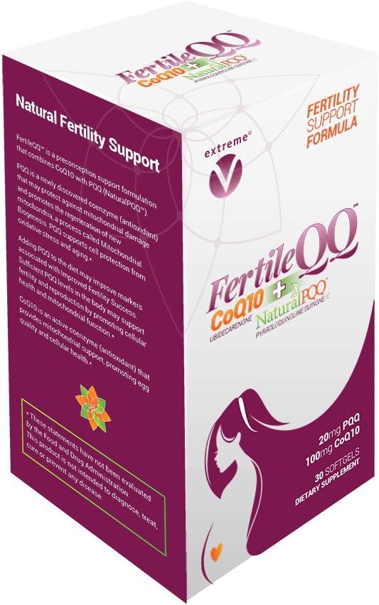 FertileQQ - stimuler votre fertilité - CoQ10 Plus PQQ (Pyrroloquinoline Quinone) - 100mg de CoQ10 Plus PQQ naturel 20mg