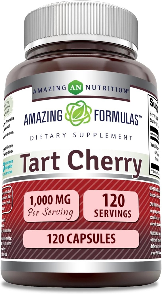 Formules étonnantes Supplément d'extrait de tart cerise $ 1000 Mg par portion $ Capsules $ Non-GMO $ Sans gluten $ Fabriqué aux États-Unis (1 Pack, 120 Compte)