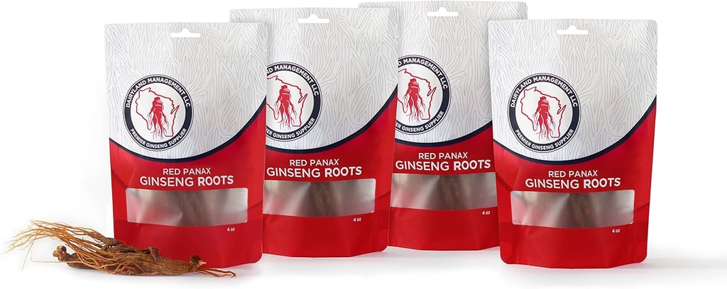 Dairyland Management LLC 16 oz Paquet de racine de ginseng Panax coréen - Authentic Panax Ginseng - Non-OGM, sans gluten racine de ginseng - Utilisez le ginseng dans la soupe, le thé, le congee