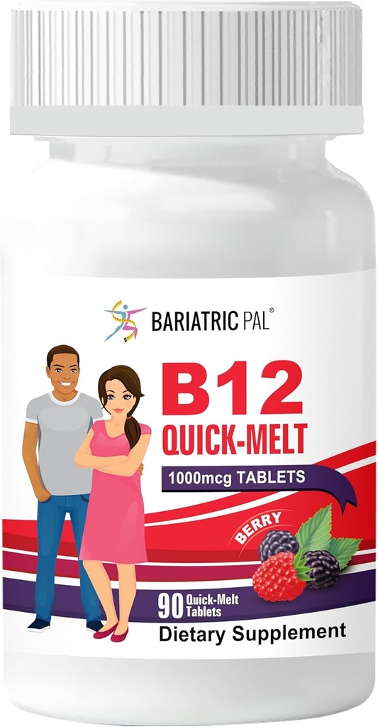 BariatricPal 1000mcg B12 Meltes rapides sans sucre (90 comte) - Berry