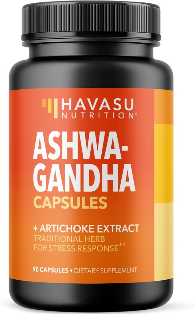 Ashwagandha 1000mg avec extrait d'artichaut - Capsules Ashwagandha pour le stress, l'humeur et le soutien énergétique - Soutien aux plantes Adaptogènes pour les hommes et les femmes - 90 Végétaux, Capsules non OGM, 45 portions