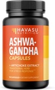 Ashwagandha 1000mg avec extrait d'artichaut - Capsules Ashwagandha pour le stress, l'humeur et le soutien énergétique - Soutien aux plantes Adaptogènes pour les hommes et les femmes - 90 Végétaux, Capsules non OGM, 45 portions