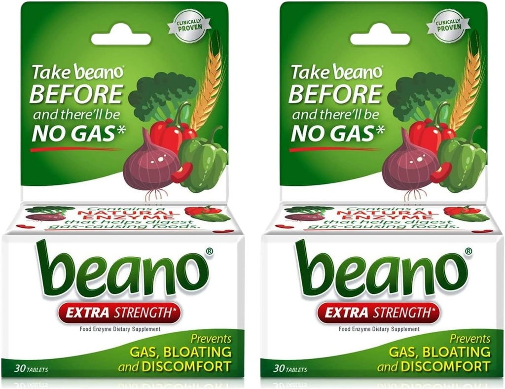 Beano Extra Strength, Gas Prevention & Digestive Enzyme Supplément, 30 Compte (paquet de 2)