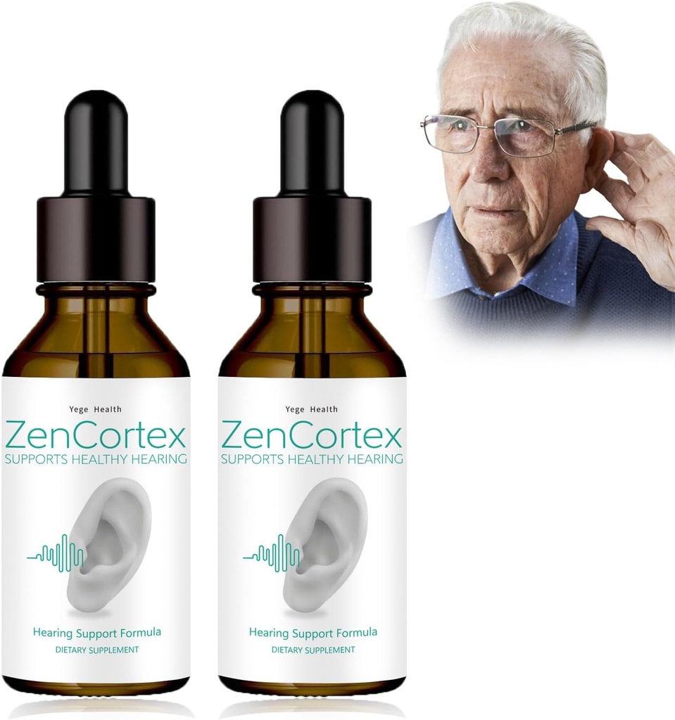 Relief d'acouphène pour les oreilles qui sonnent, Zencortex cortex gouttes d'oreille, Zencortex pour l'acouphène, aide à la santé de l'ardre, favorise la clarté auditive, bouteille pour 30 jours (2 pack)