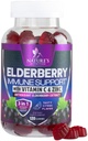 Gummies de soutien immunitaire avec extrait de baies aînées - Gommy de mûrier aîné de Sambucus avec Zinc et vitamine C, supplément de soutien immunitaire végétalien naturel pour adultes et enfants, vitamines de baie aînée de Gommy - 120 Gummies