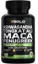 Ashwagandha 5000mg + Tongkat Ali 1000mg + Maca Root 5000mg + Fenugreek 3000mg Supplément: Noir + Rouge + Jaune Maca Root Extract & Fenugreek Herbal Suppléments pour hommes et femmes - Fabriqué aux États-Unis
