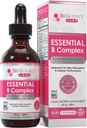Complexe B essentiel - Vitamine végane quotidienne complexe B gouttes liquides sublinguales avec/méthyl B12 (2oz / 60ml bouteille) - 60 jours d'approvisionnement