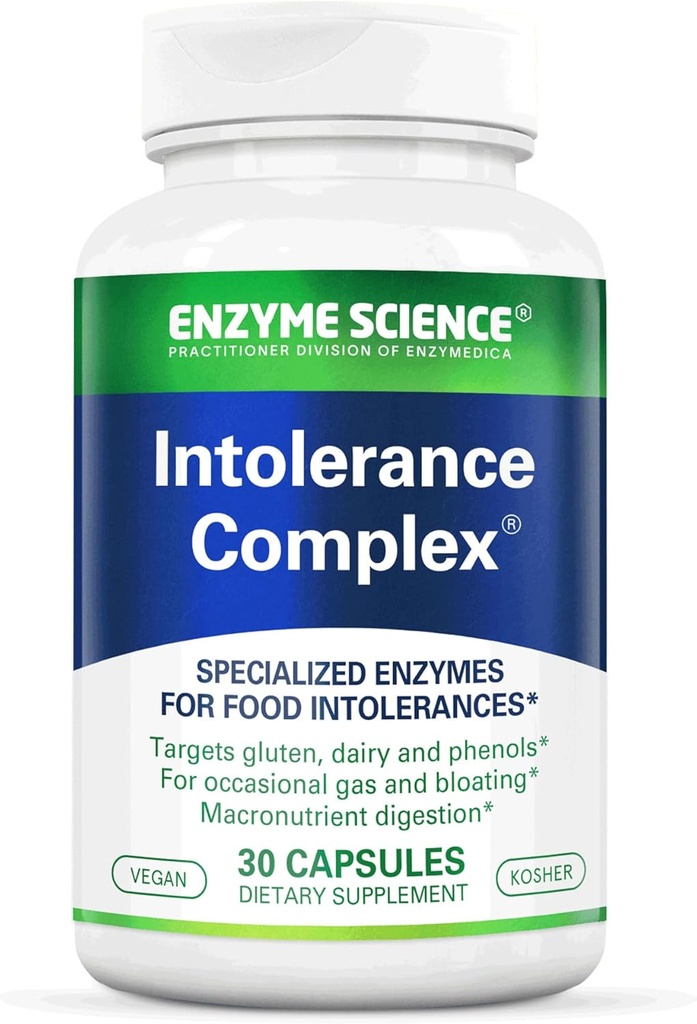 Enzyme Science Intolérance Complex, 30 Capsules Soutien complet pour les sensibilités digestives communes Gluten, caséine, phénol Sensitivities, et les glucides complexes soulagement de l'intolérance