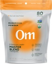 OM Champignons Master Blend Poudre de champignons – Supplément de champignons biologiques avec 10 champignons et Ashwagandha - Soutien Immunity, Gut Health & Stress Relief, 6,34 oz (80 portions)
