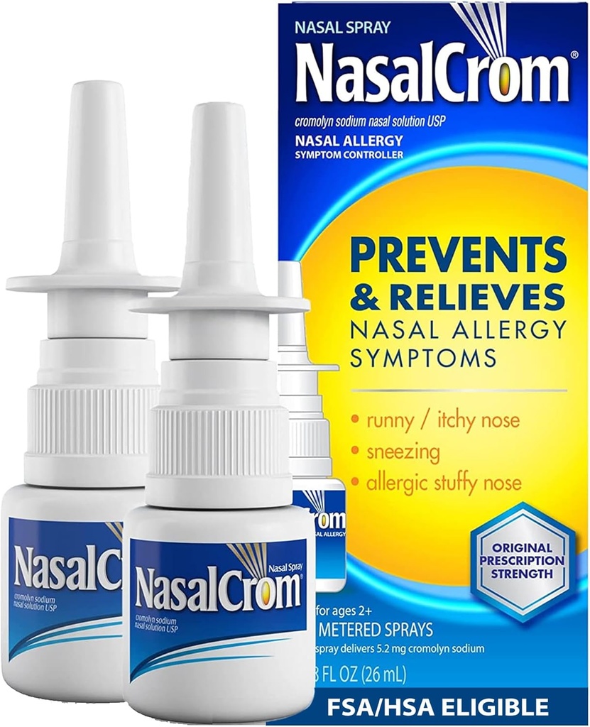 NasalCrom Nasal Spray Allergy Symptom Controller | 200 Sprays | .88 FL OZ (2 Pack)