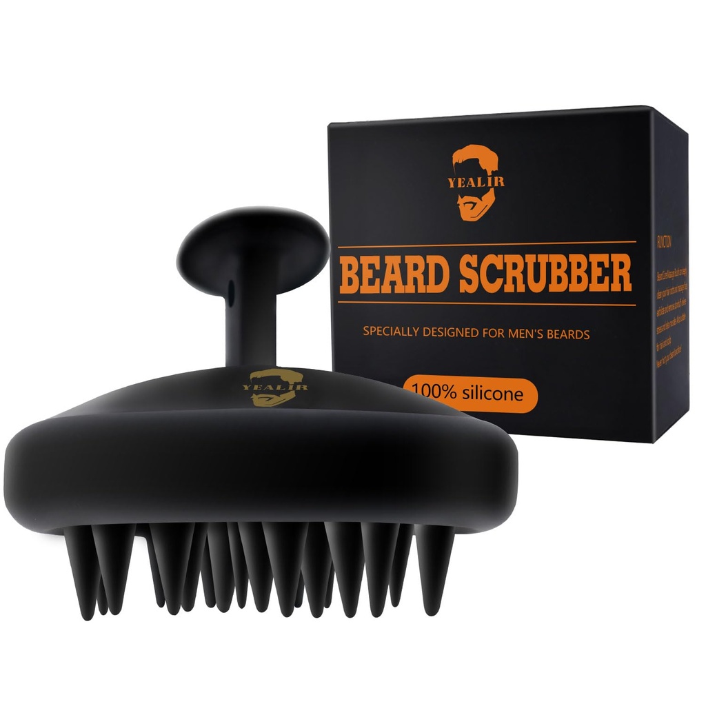 Brosse à barbe pour hommes, croûte à barbe en silicone, nettoyage profond, cheveux et exfoliateur de barbe aidant le shampooing de barbe mieux nettoyer la barbe, bon aide pour l'huile de barbe - Eco & réutilisable