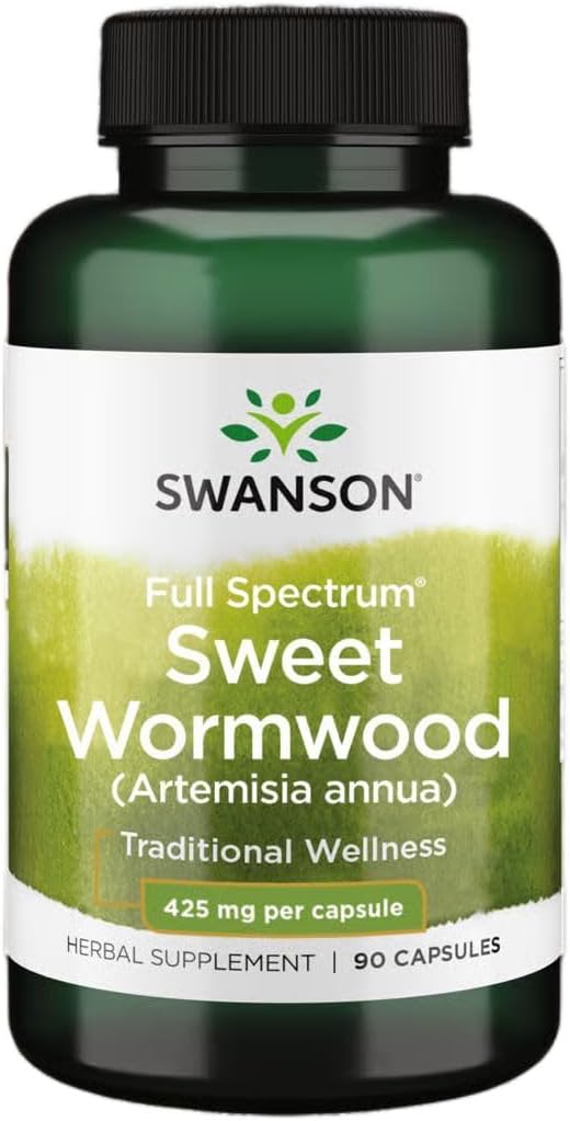 Swanson Sweet Wormwood - Peut promouvoir GI Gut Health, Microbial Balance & Digestive Health Support - Supplément à base de plantes avec l'artémisinine - (90 capsules, 425mg chacune)