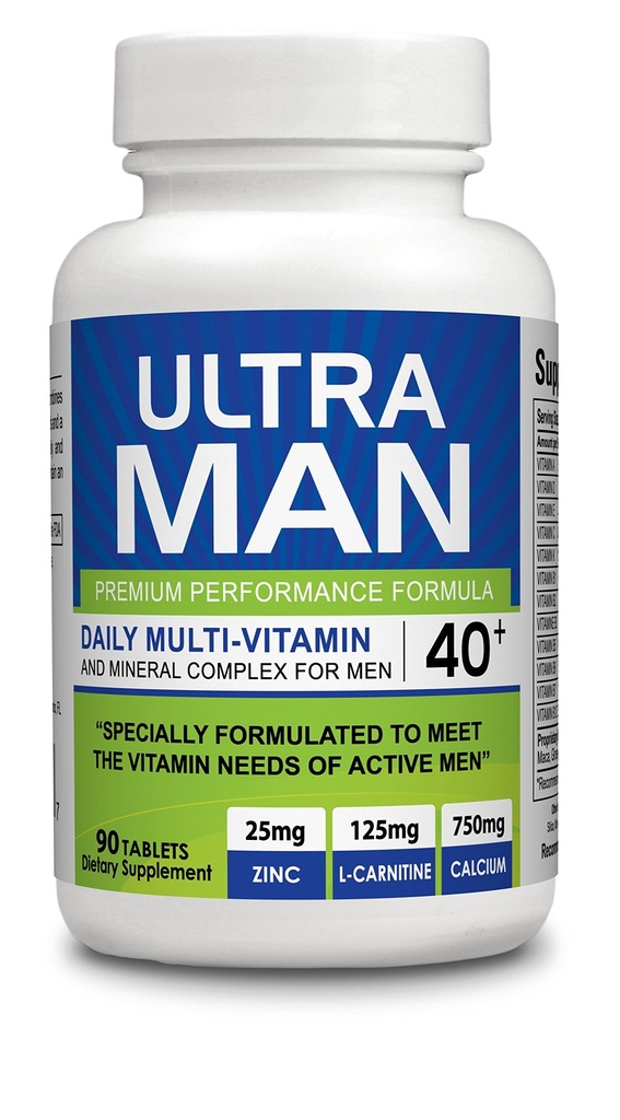 Ultra Man - Multi-Vitamins 90 Tablets - Premium Performance Formula 100% Natural - Multivitamins for Man - Dietary Supplement