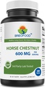 Brieofood Horse Chestnut Extract 600 mg par portion - 180 comprimés - 3e laboratoire de partie testé pour la pureté et la qualité - soutient la circulation saine et l'équilibre fluide dans les jambes*