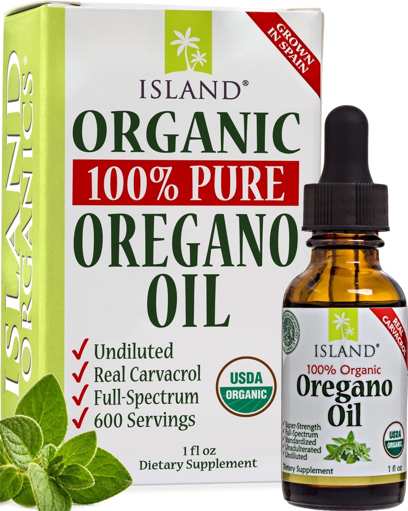 Huile d'Origan gouttes liquides organiques - 100% Pure & Non dilué - USDA-Certified Organic (1 oz) 75% Carvacrol - cultivé en Espagne - Supplément de soutien immunitaire avec huile d'Origan.