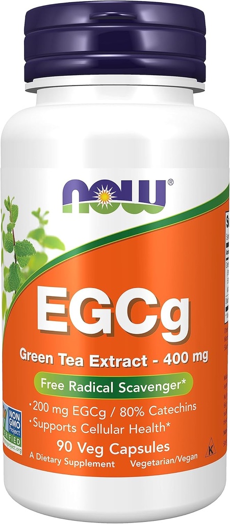 Maintenant Suppléments, EGCg Extrait de thé vert 400 mg, Récupérateur Radical Gratuit*, 90 Capsules de Veg