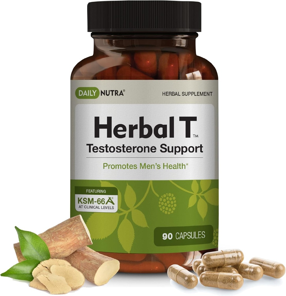 DailyNutra Herbal T Mens Health Formula Supplement for Endurance, Vitality, & Healthy Aging - avec KSM-66 Ashwagandha, Tongkat Ali, Tribulus, Eleuthero et Horny Goat Weed (90 capsules)