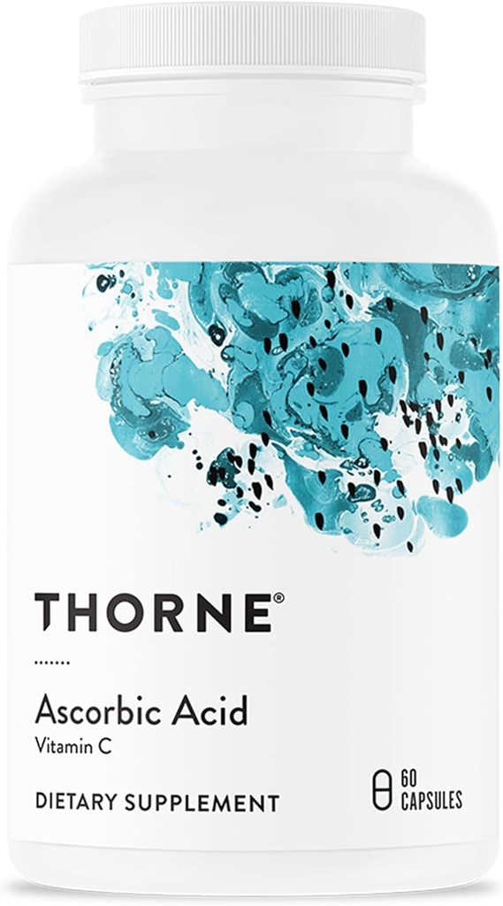 THORNE - Acide ascorbique - Supplément de vitamine C de 1000 mg - Soutient une fonction immunitaire saine et la formation de collagène - Fournit un soutien antioxydant* - Sans gluten - 60 portions