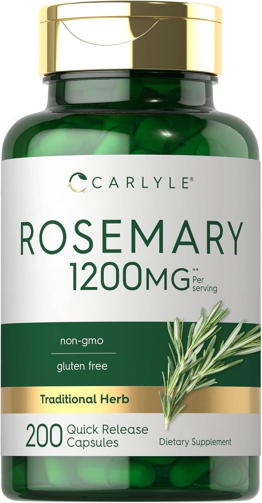 Carlyle Capsules Rosemary $ 1200mg $ 200 Compte $ Extrait sans OGM et sans gluten