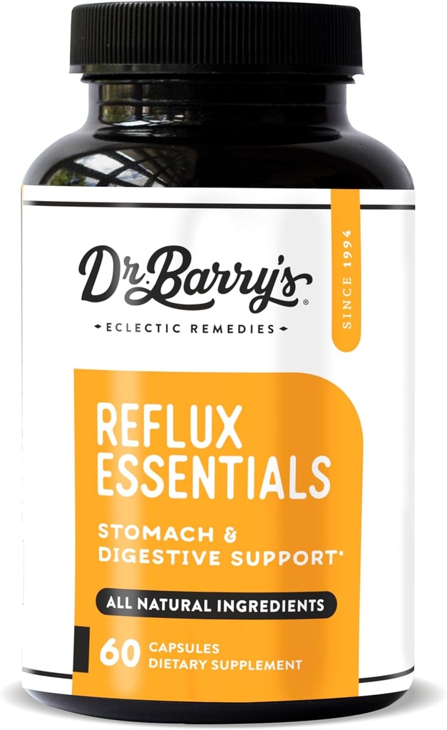 Dr Barry's Reflux Essentials - Soutien naturel pour la santé digestive et stomach, 60 capsules - 30 jours (1)