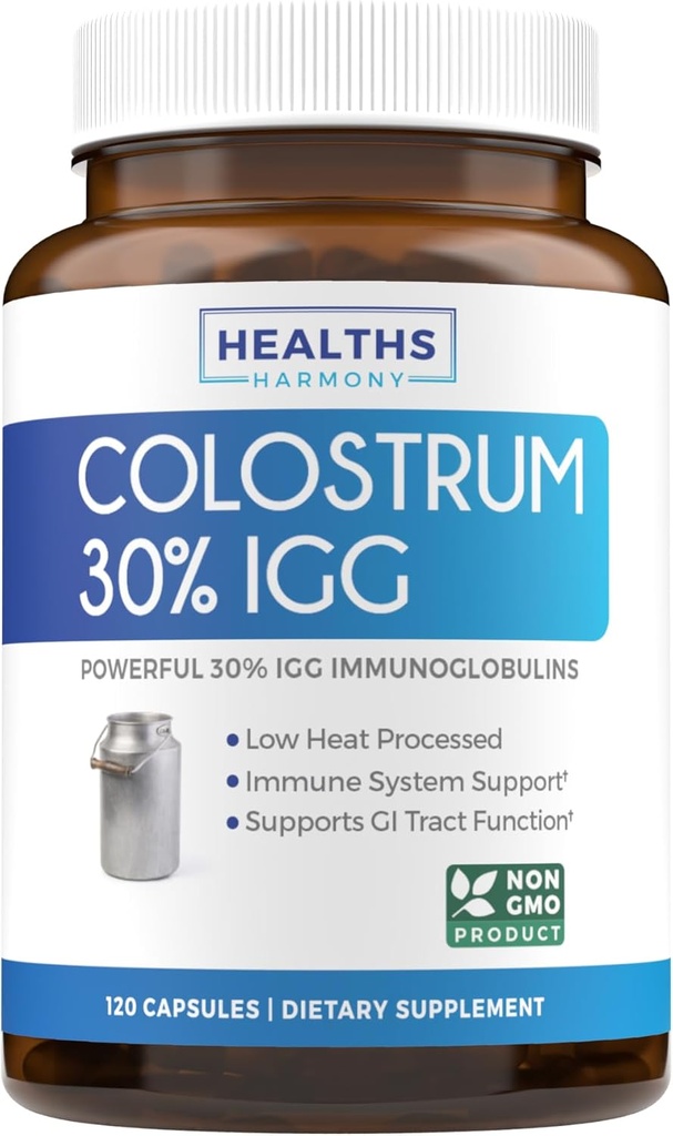 Bovin Colostrum pour les femmes - Supplément Colostrum avec 1000mg par portion et 30% IgG Immunoglobulines de première traite - faible chaleur traitée pour la puissance maximale non-OGM et fabriqué aux États-Unis (2 mois)