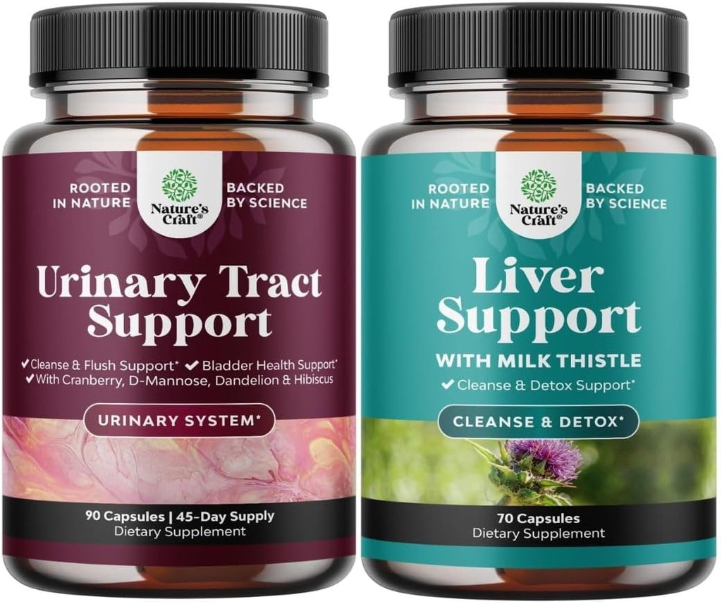 Ensemble de capsules de mannose D avec jus de canneberge en poudre et dandelion pour la santé urinaire Tract et le foie soutien Thistle de lait suppléments avec racine de dandelion, Choline, betterave et extrait d'artichaut