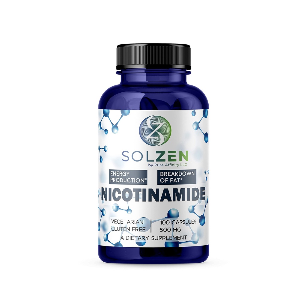 B3 Nicotinamide 500 mg Niacine sans flush efficace. Booster d'énergie, Régénérateur de cellules, qui soutient le déclin cognitif, l'anti-âge et aide à briser les glucides et les graisses (100 comte)