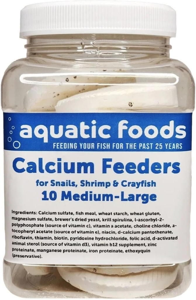 Aquatic Foods Inc. Feeder Calcium Medium-Large Shells. Coquilles extra-épaisses pour crevettes, escargots, crabes, crevettes, crabes de l'hermite et tous les poissons tropicaux...