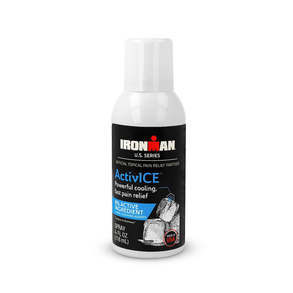 Curad IRONMAN ActivICE Spray de refroidissement, soulagement de la douleur topique pour l'arthrite, les articulations, les muscles, le dos et les douleurs corporelles, 4 onces (1 compte)