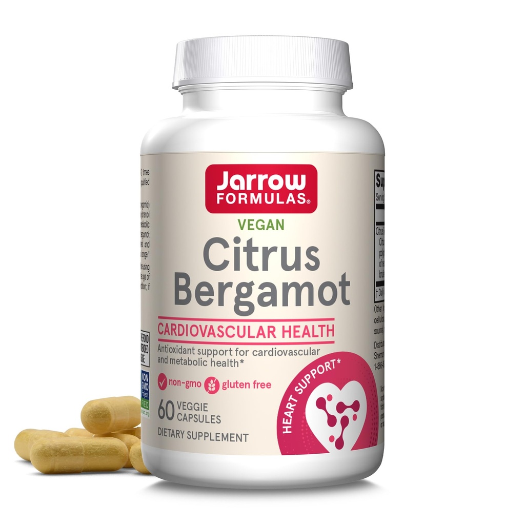Formules de Jarrow Citrus Bergamot 500 mg - 60 portions (capsules de Veggie) - Soutien antioxydant pour la santé cardiovasculaire et métabolique - Supplément diététique - Sans gluten - Utilisez QH-Absorb