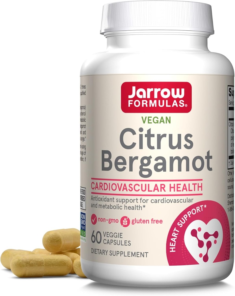 Formules de Jarrow Citrus Bergamot 500 mg - 60 portions (capsules de Veggie) - Soutien antioxydant pour la santé cardiovasculaire et métabolique - Supplément diététique - Sans gluten - Utilisez QH-Absorb