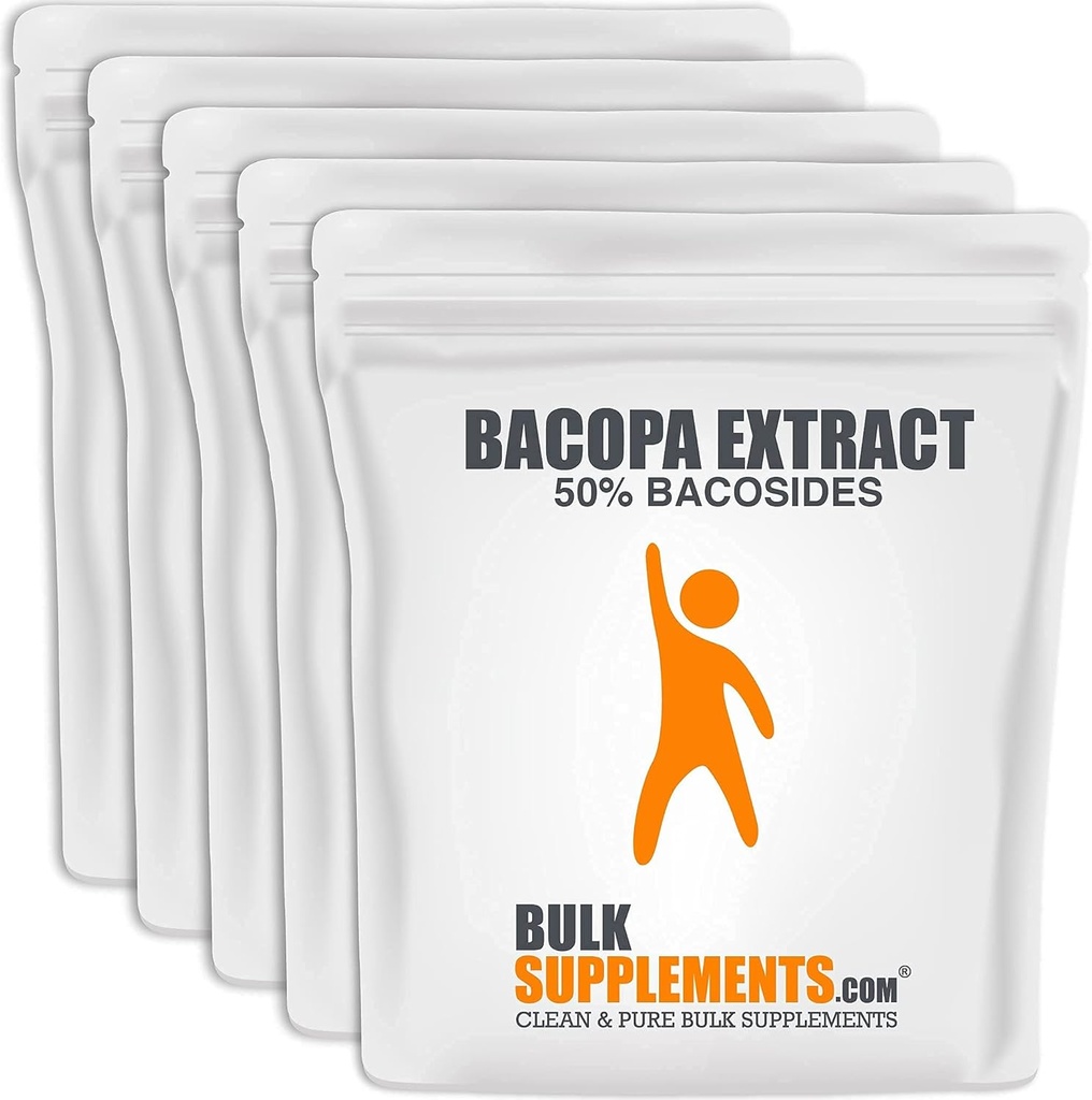 BulkSupplements.com Bacopa Extract Powder - Bacopa Monnieri Supplement, Bacopa Powder - Bacopa Supplements, Vegan & Gluten Free, 500mg per Serving, 5kg (11 lbs) (Pack of 5)