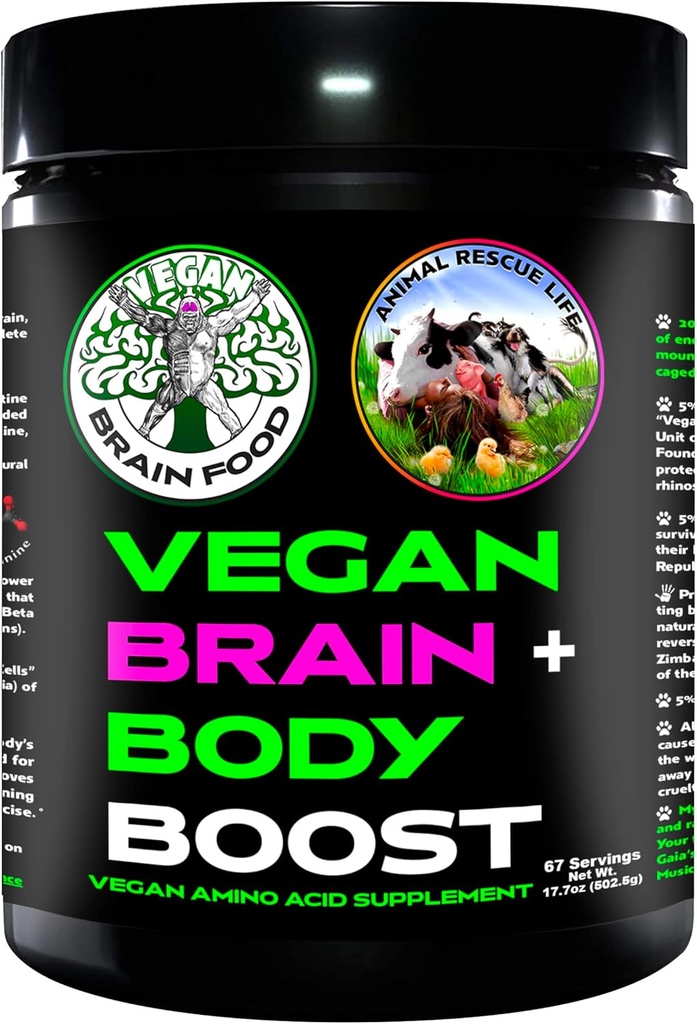 Vegan Brain & Body Boost: The Cherry On Top of A Plant-Based Lifestyle | Working Intelligence | Anti-Aging | Physical Fitness | Vegan Amino Acids - Creatine, Taurine & Beta Alanine | 67 Servings/500g